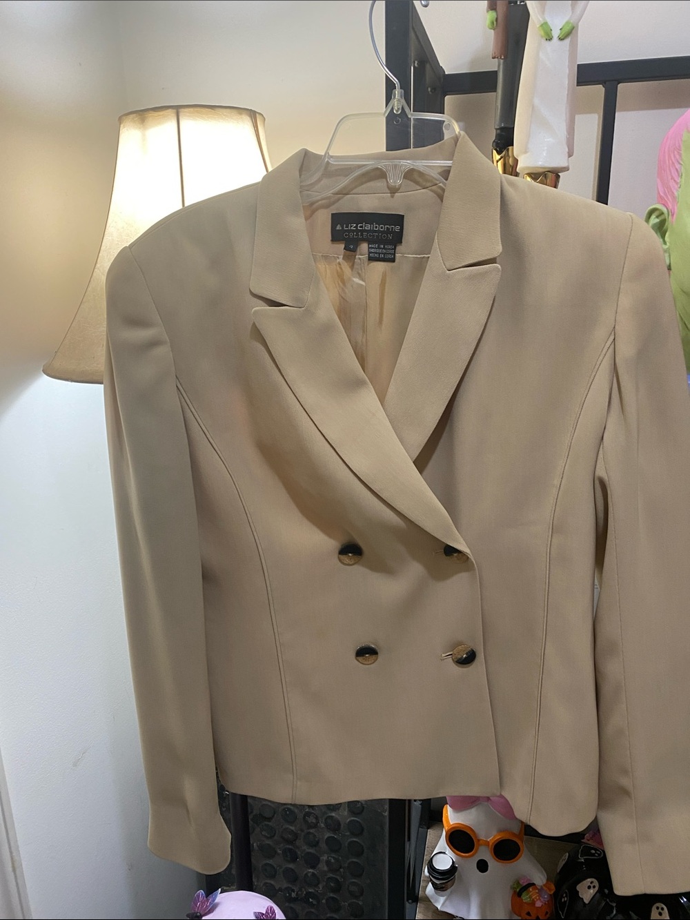Liz Claiborne Double-Breasted Tan Blazer